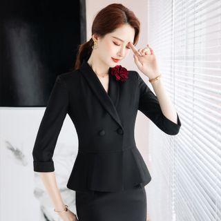 Elbow-sleeve Blazer / Mini Pencil Skirt