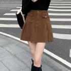 High-waist Pocket-detail A-line Denim Mini Skirt