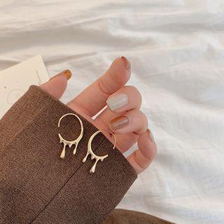 Drop Alloy Open Hoop Earring 1 Pair - Gold - One Size