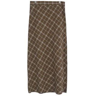 Plaid Side-split Midi A-line Skirt