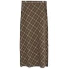 Plaid Side-split Midi A-line Skirt