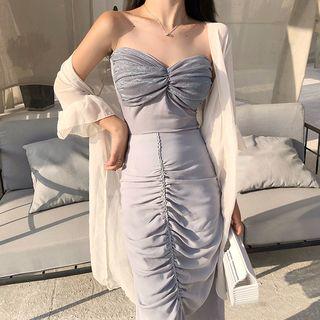 Plain Light Jacket / Slim-fit Skirt / Tube Top / Plain Cropped Wide-leg Pants
