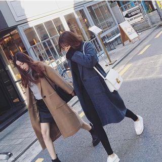 One-button Loose-fit Plain Coat