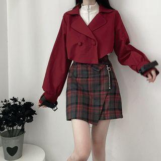 Long-sleeve Mock-neck Knit Top / Double-breasted Trench Jacket (various Designs)
