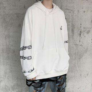 Chain Print Drawstring Hoodie