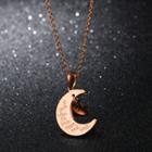 Letter Embossed Moon Necklace