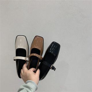 Square-toe Plain Block Heel Mary Jane Pumps
