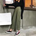 Plain Roll-up Cropped Pants