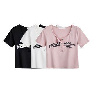 Short-sleeve Botton-up Top