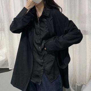 Plain Shirt Dark Black - One Size
