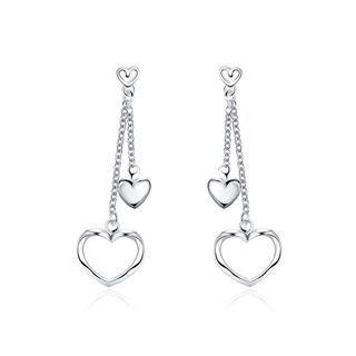 Simple Romantic Elegant Fashion Heart Shape Earrings Silver - One Size