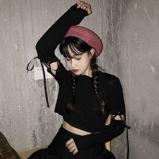 Long-sleeve Paneled T-shirt Black - One Size