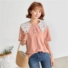 Lace-collar Buttoned Top