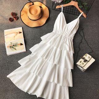 Spaghetti Strap Tiered A-line Maxi Dress