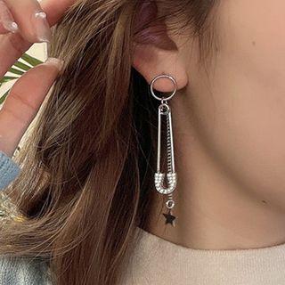 Rhinestone Star Drop Earring 1 Pair - 3289 - Silver - One Size