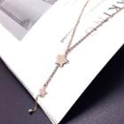Stainless Steel Star Pendant Y Necklace 18k - Rose Gold - One Size