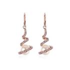 Fashion Elegant Plated Rose Gold Geometric Pearl Earrings With Cubic Zircon Rose Gold - One Size