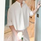 Short Sleeve Stand Collar Shirt