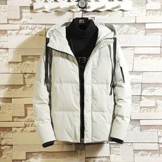 Plain Padded Long-sleeve Hooded Jacket