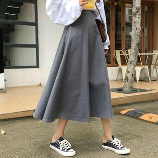 High-waist Woolen A-line Maxi Skirt