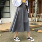 High-waist Woolen A-line Maxi Skirt