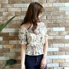 Off-shoulder Smocked Floral Top