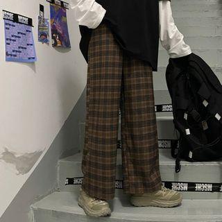 Striped Panel Straight-cut Pants