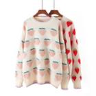 Peach / Heart Patterned Sweater