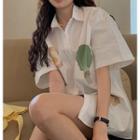 Short-sleeve Print Shirt Shirt - Off-white - One Size