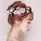 Bridal Set: Embellished Flower Hair Comb + Hair Stick
