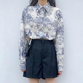 Printed Shirt / Wide-leg Shorts