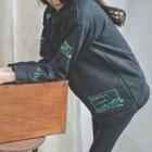 Lettering Embroidered Long Pullover