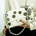 Coin-appliqu  Quilted Shoulder Bag