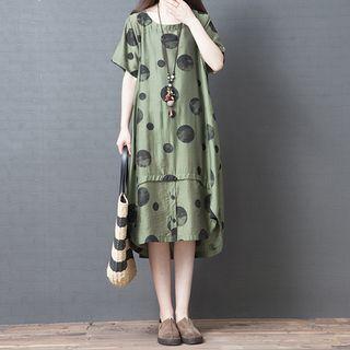 Dotted Short-sleeve Shift Dress