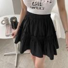 Tiered Shirred Miniskirt