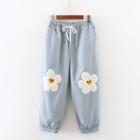 Flower Embroidered Jogger Jeans