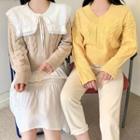 Layered Crochet-trim Sailor-collar Midi Dress
