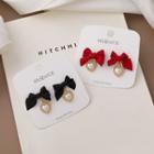 Bow Heart Earring Red - One Size
