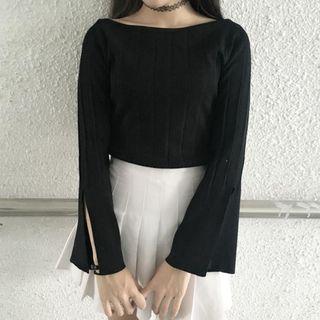 Slit Bell-sleeve Knit Top