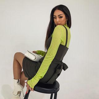Lettuce-edge Sheer Slim-fit Top