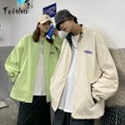 Couple Matching Reversible Paisley Print Zip-up Jacket
