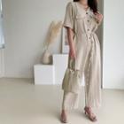 Button-up Jumpsuit With Sash