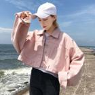 Cropped Denim Jacket Pink - One Size