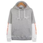 Hooded Layered-sleeve Lettering Pullover