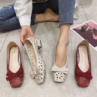 Perforated Chunky-heel Pumps