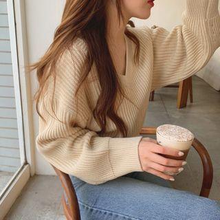 Tie-waist Rib Knit Sweater