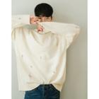 Crew-neck Distressed Knit Top