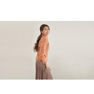 Set Of 2: Turtle-neck Colored Knit Top