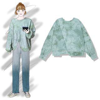 Tie-dyed Pullover Grayish Green - One Size