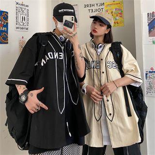 Couple Matching 3/4-sleeve Lettering Baseball Shirt